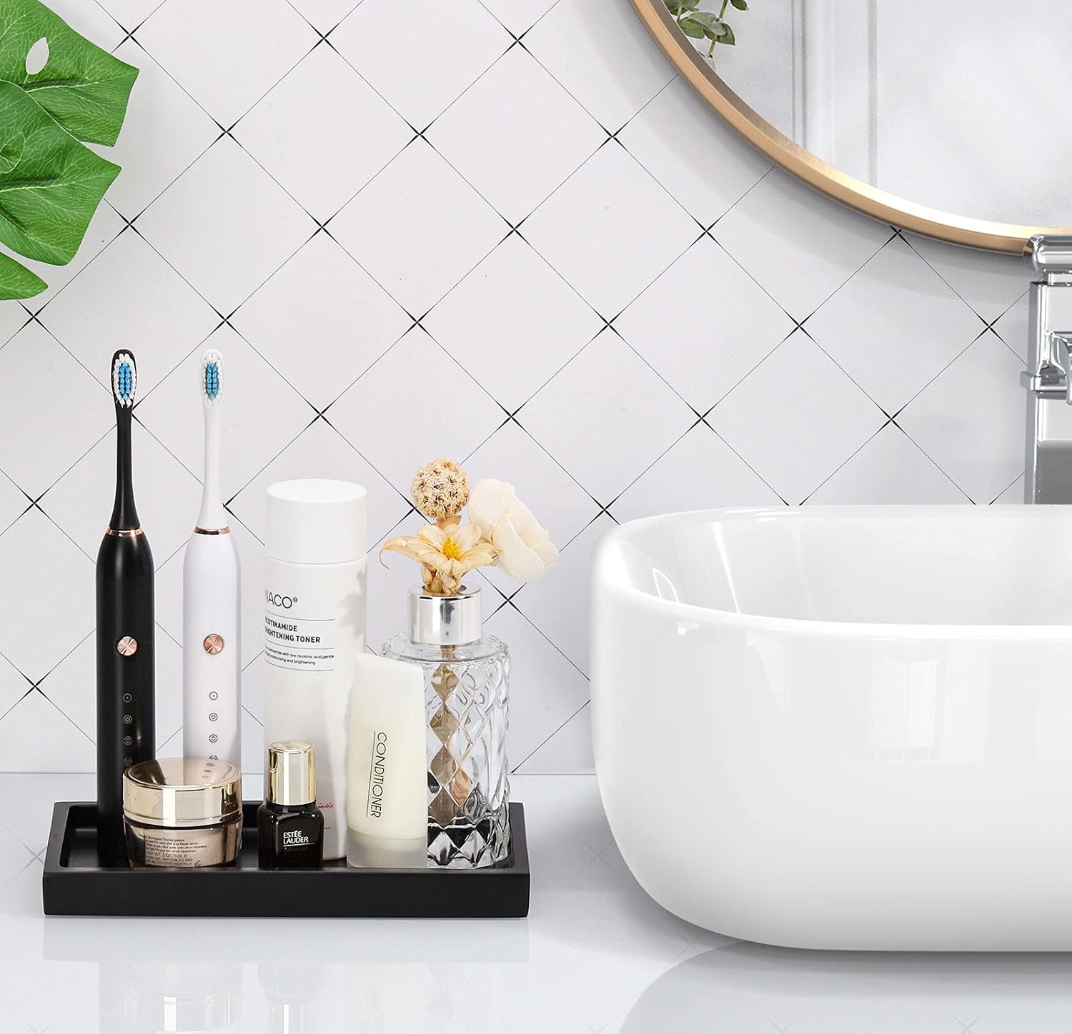 Bathroom Vanity Tray / Black / Mini / 8 x 4