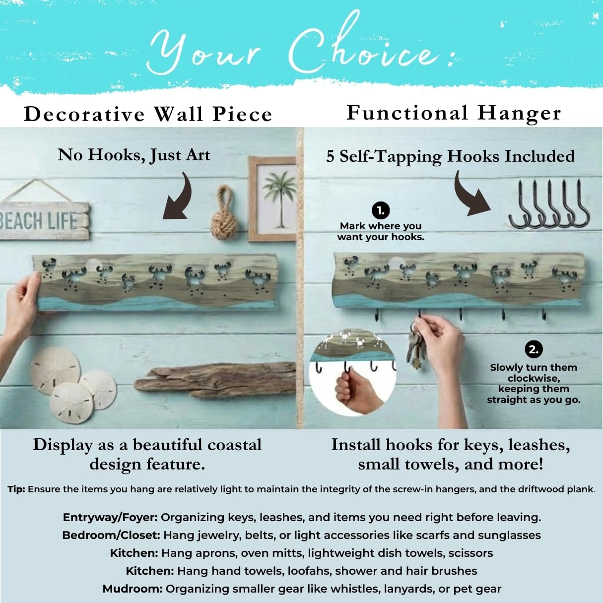 Crab Driftwood Wall Art & DIY Key Holder / Crab Parade