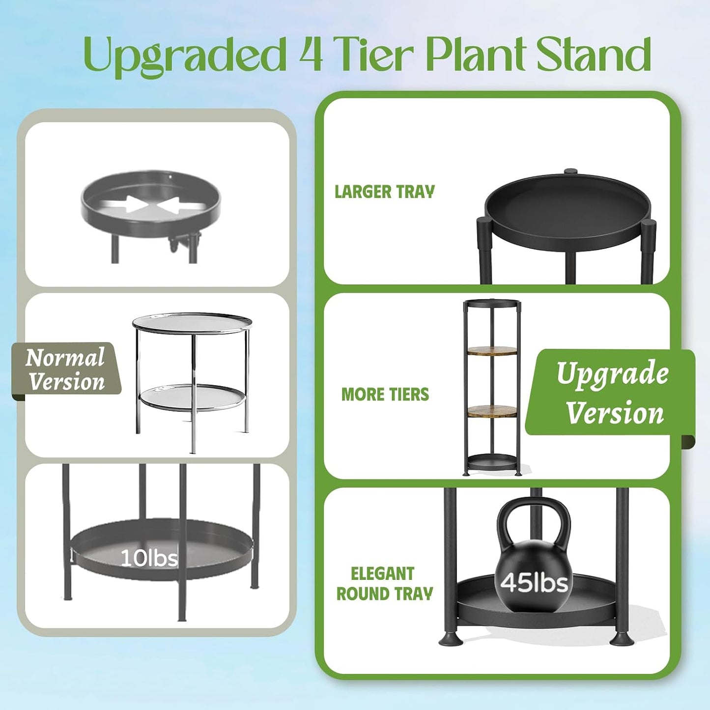 iDavosic.ly 4 Tier Corner Metal Plant Stand Indoor, 45 In Tall, Black Brown | Vertical Outdoor Flower Display Holder