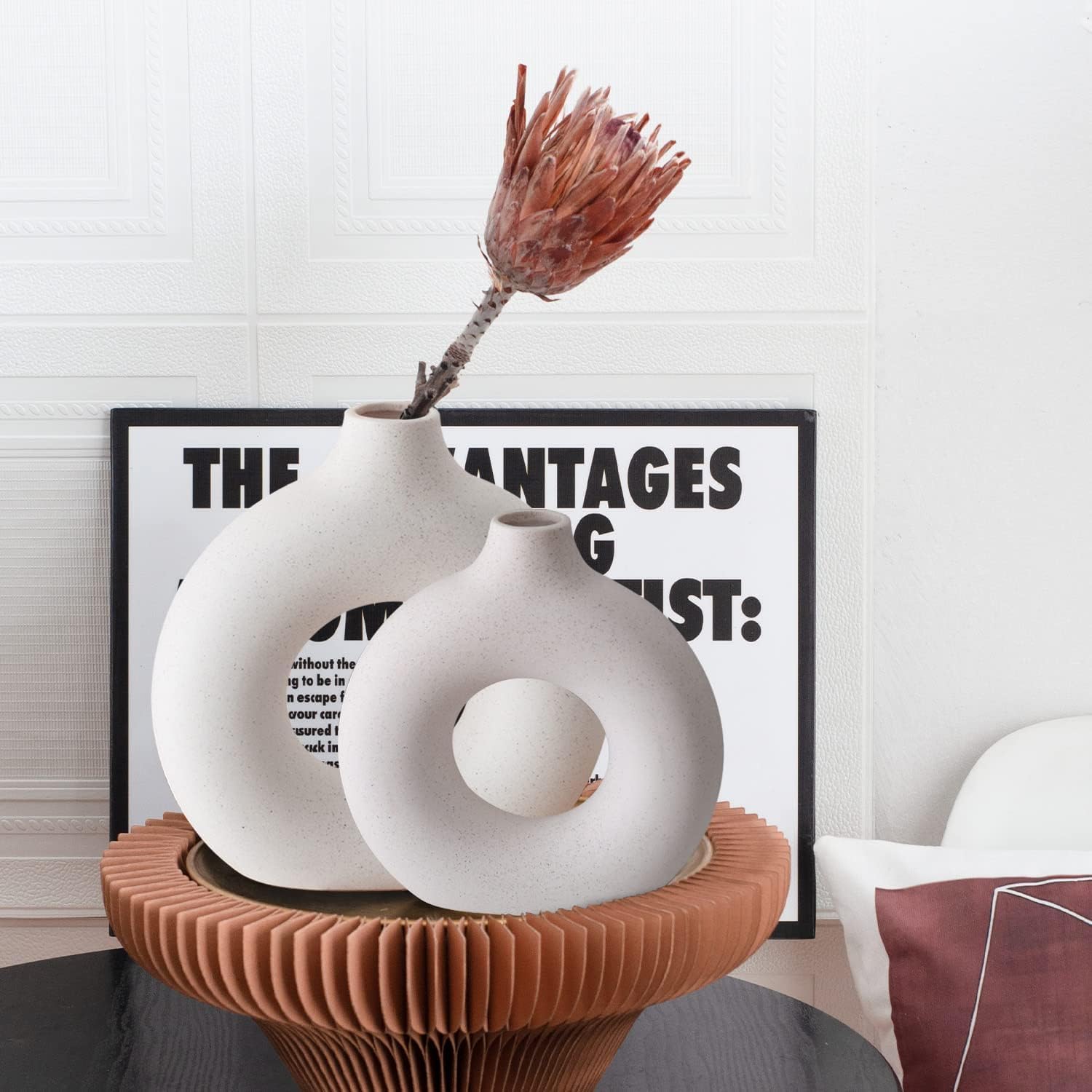 Ceramic Vase / White / Donut / Set of 2