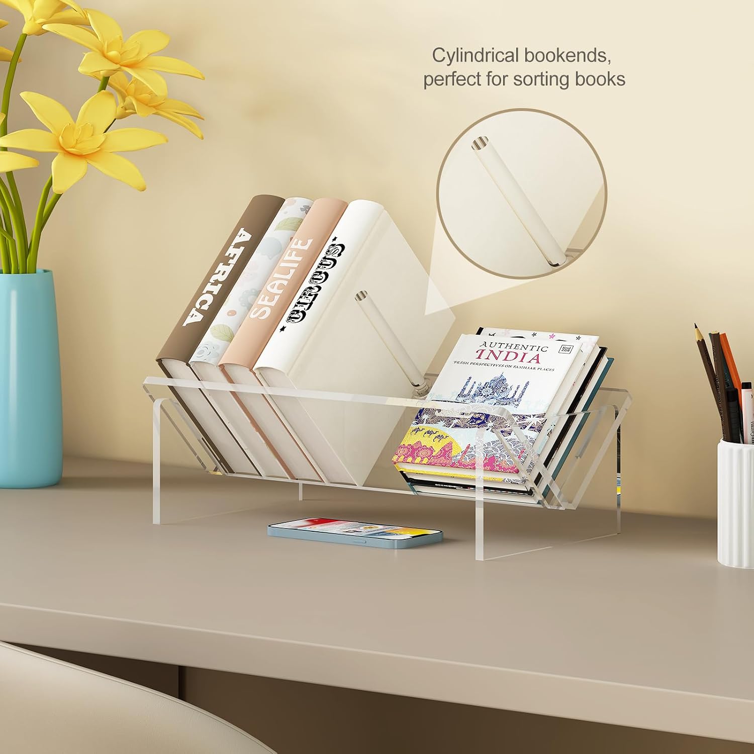Slanted Transparent Mini Book Storage / Acrylic Bookshelf / Clear