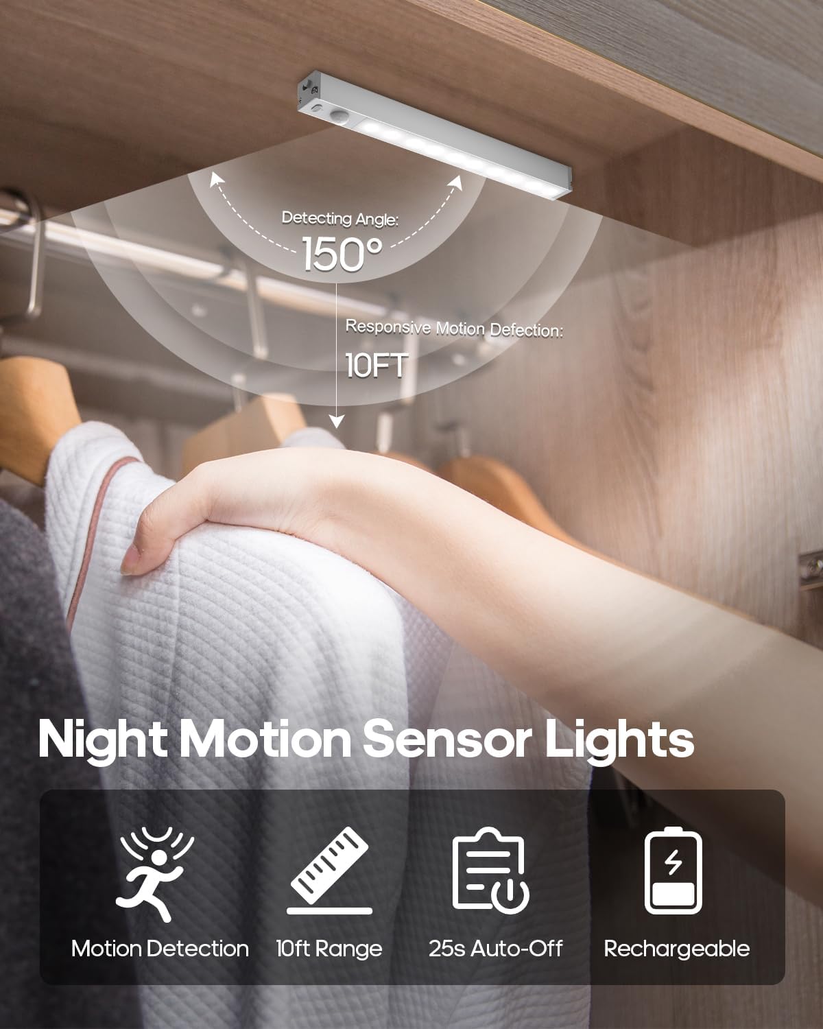 GOODEA 7" Under Cabinet Lighting with Charging Station, 6 Pack | LED Motion Sensor Light Indoor, Rechargeable Closet