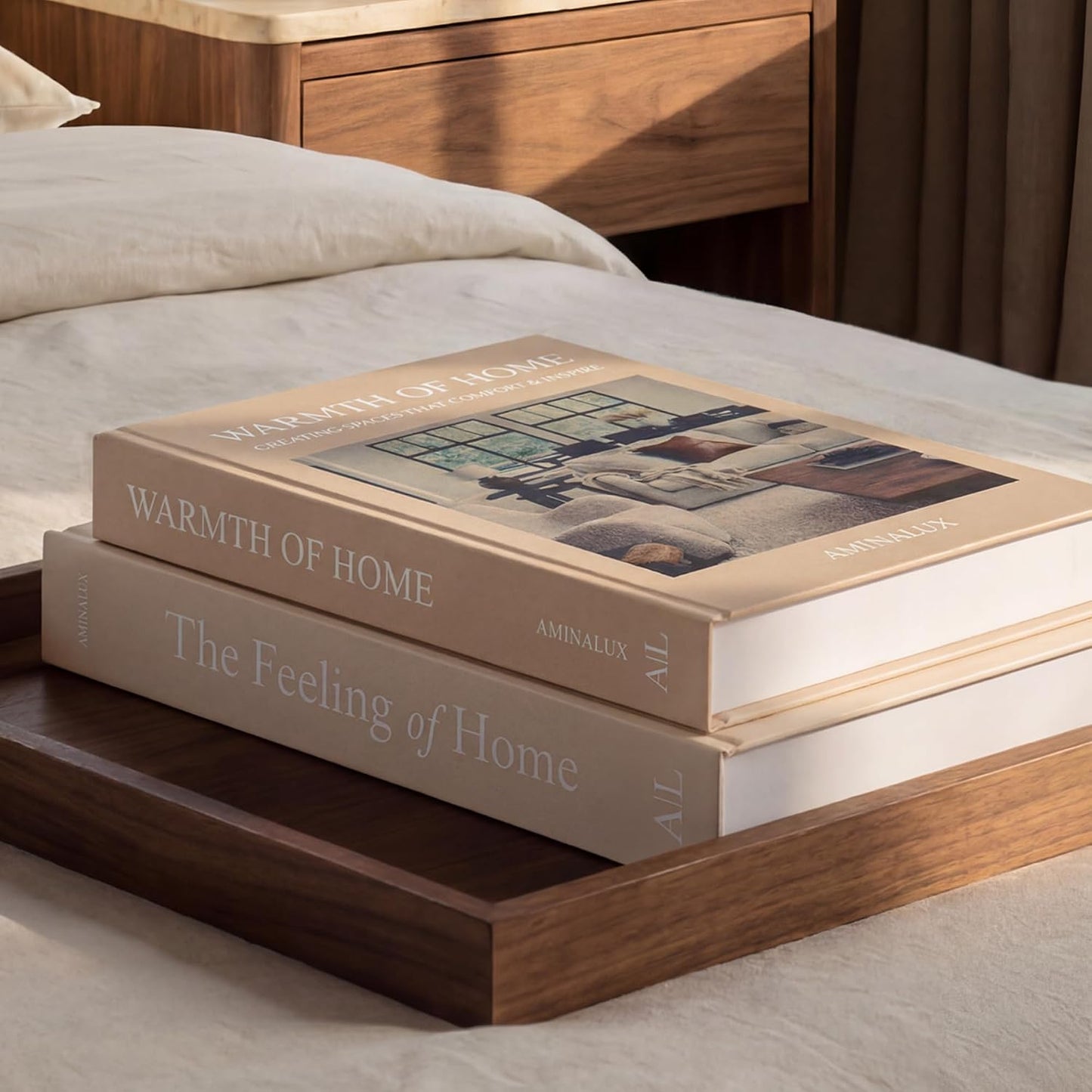Faux Linen Book Boxes / Cream/beige / Set of 2