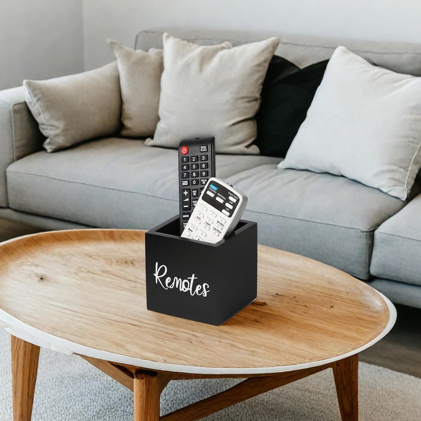 Wood Remote Control Holder / Black / S,for 2 or 3 Remote Controls