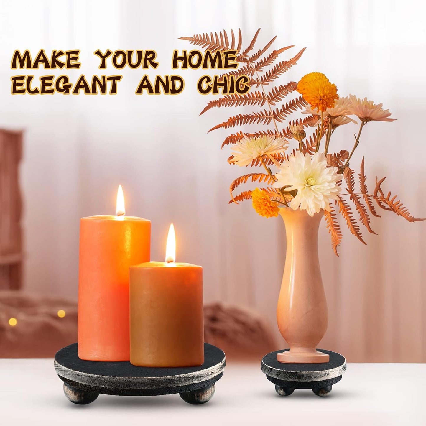 Wooden Risers for Display Wood Pedestal Stand Mini Tray / Black / 5/4/3 Inch / 3 Inch / Set of 3