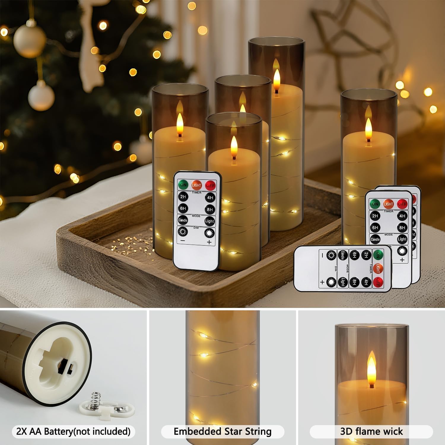 YOROXRG 24 Pack Halloween Decoration Flickering Flameless Candles, Battery Operated LED Candles for New Year, Home