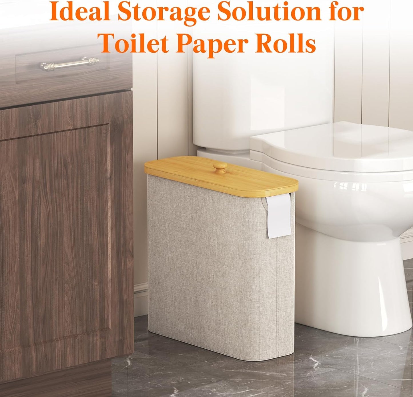 Lifewit Toilet Paper Storage Holder, Extra Large Stand Basket, 30L, Beige | 12 to 16 Rolls, Extra Large Paper Stand