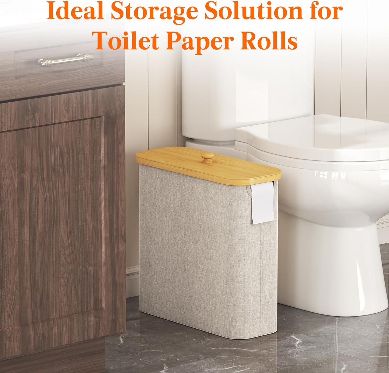 Lifewit Toilet Paper Storage Holder, Extra Large Stand Basket, 30L, Beige | 12 to 16 Rolls, Extra Large Paper Stand