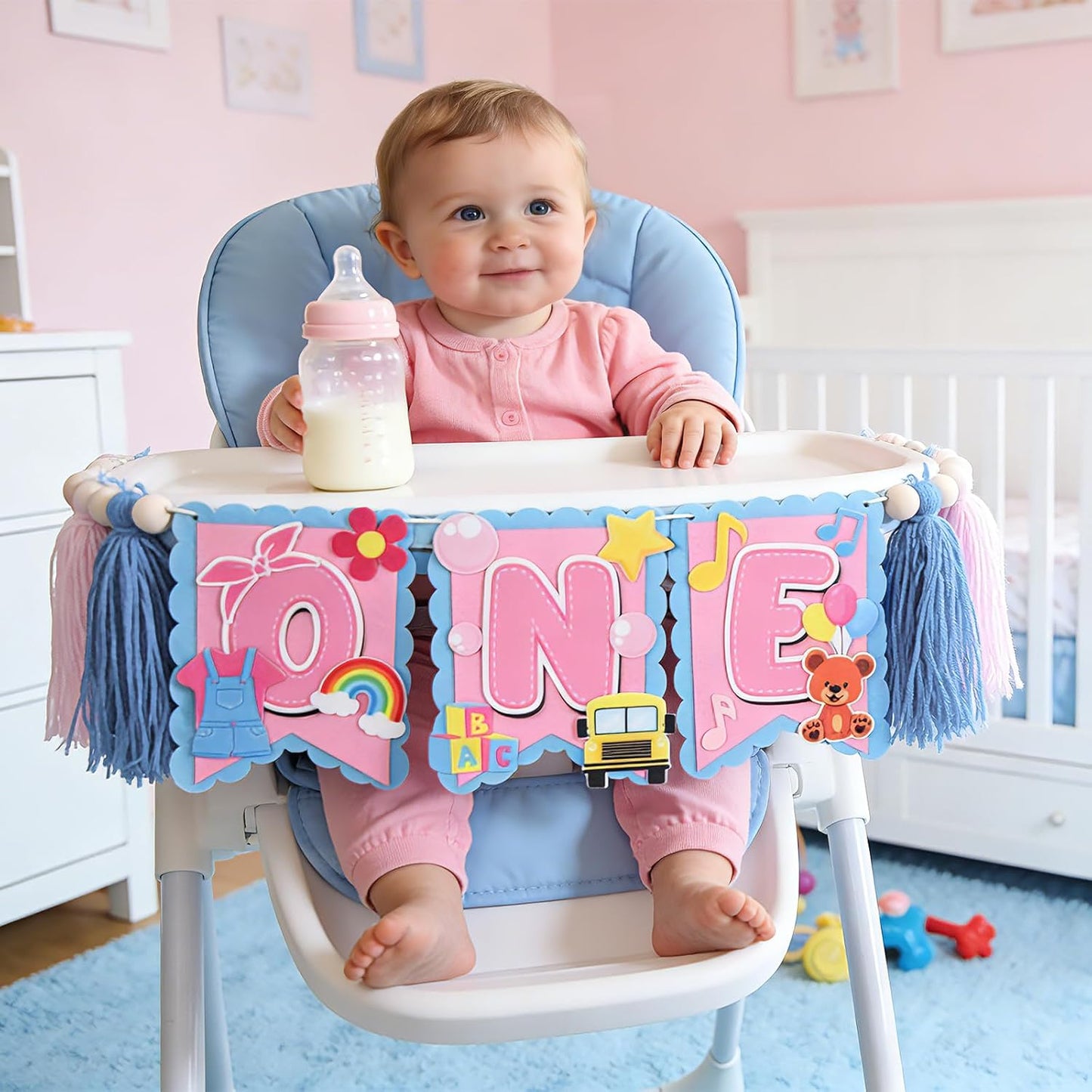 Girls 1st Birthday High Chair Banner English Teacher 1st Birthday Decorations Girls Highchair Wood