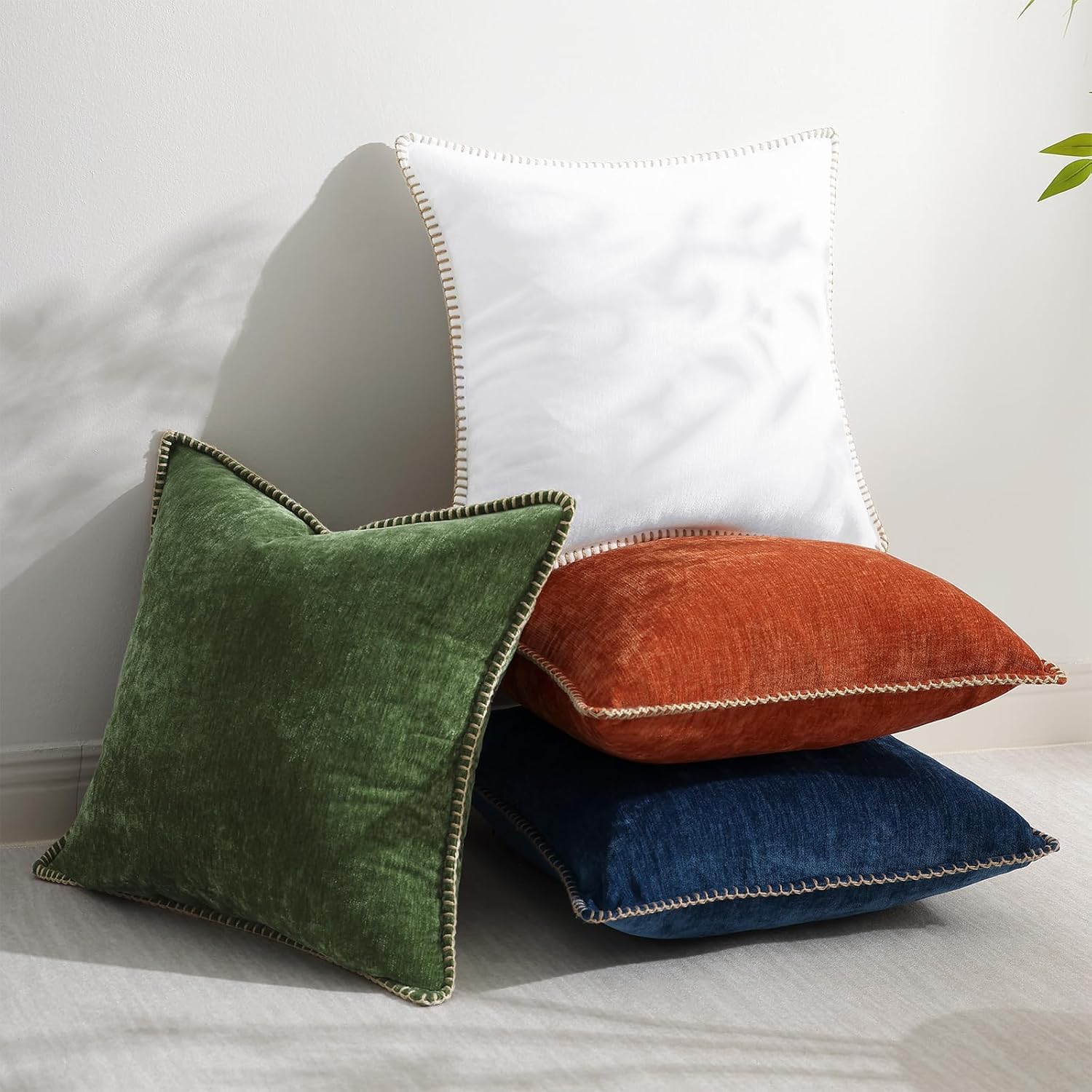 Fall Chenille Soft Throw Pillow Covers / Forest Elf / 18 x 18 / Set of 2