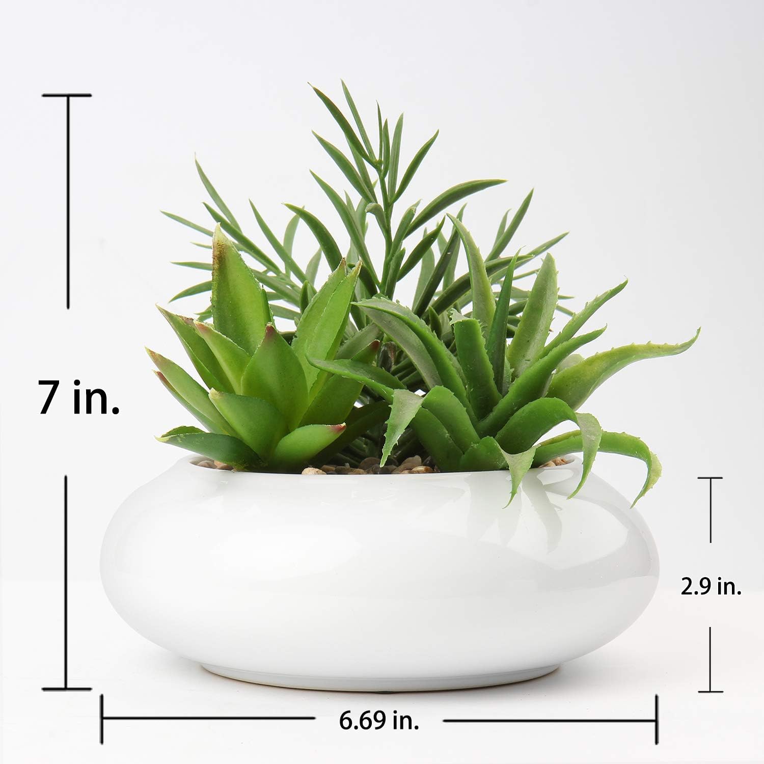 Large Artificial Succulents Plants Faux Succulents in Pots Fake Succulent Plastic / White Ceramic