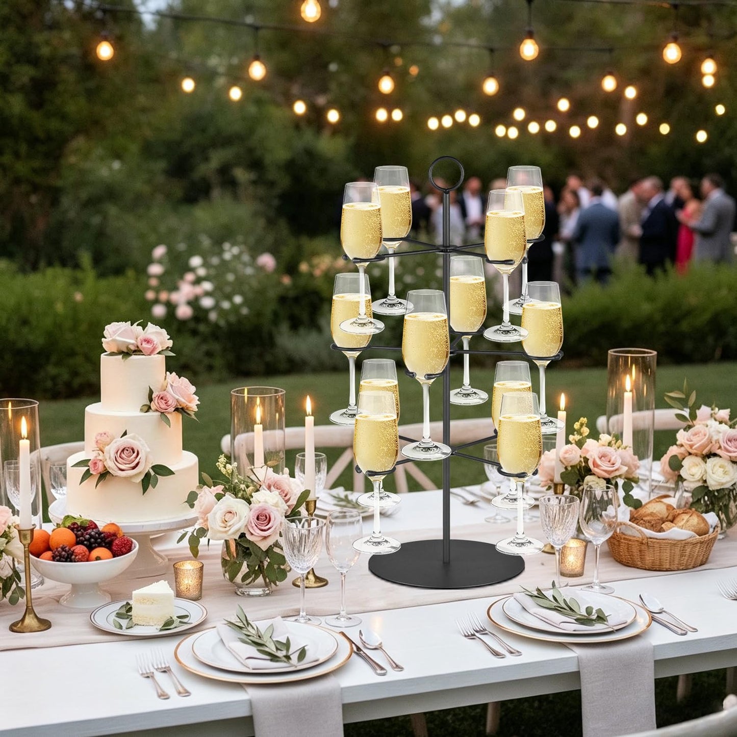 Cocktail Tree Stand for Parties Brunch,3 Tiers 12 Holders Drink tower Wine Glass Holder Stand,Champagne Tower Martinis