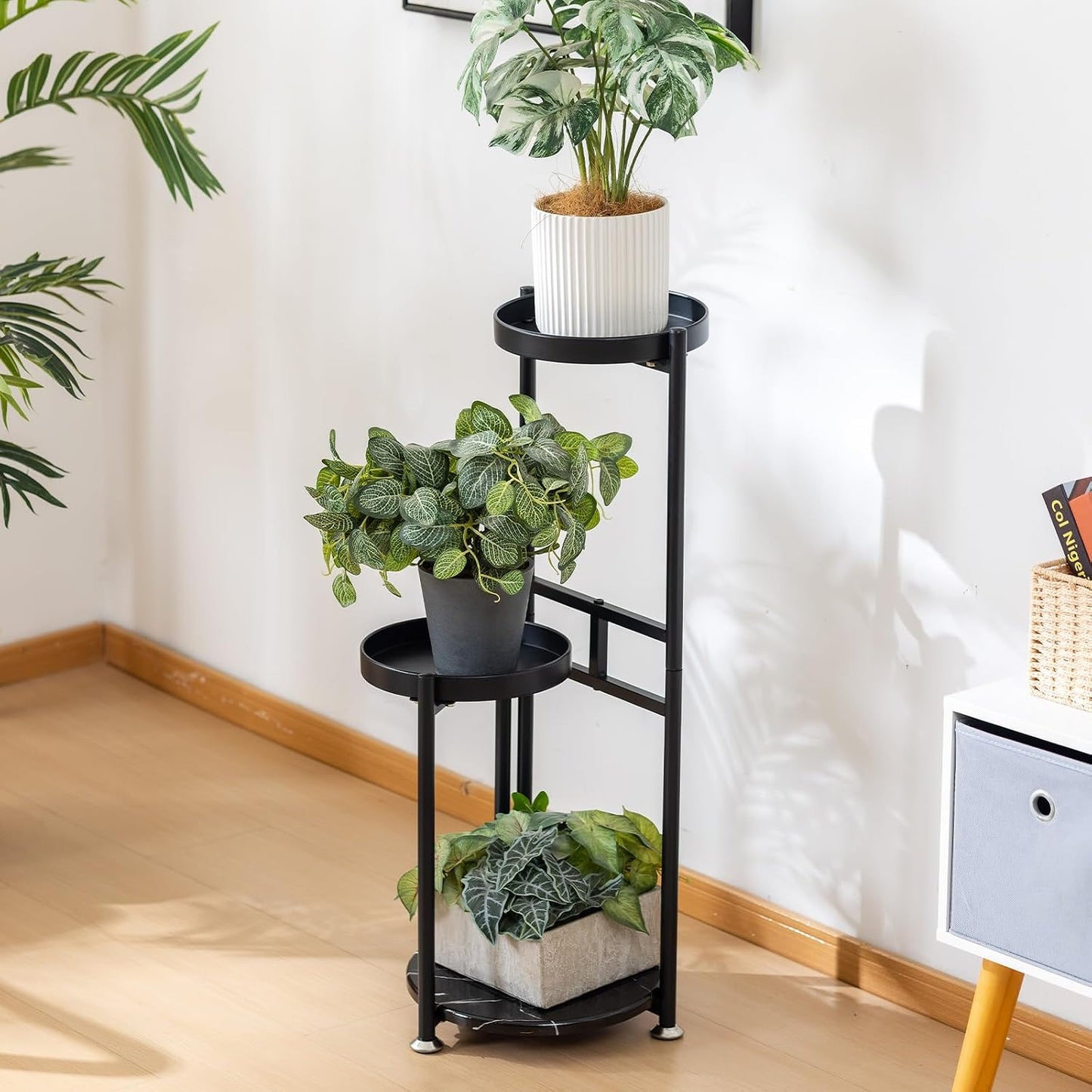CHPHI 3 Tier Plant Stand, Tall Metal Shelf Holder for Indoor, Outdoor Display Rack Flower Pot Stand for Corner Living