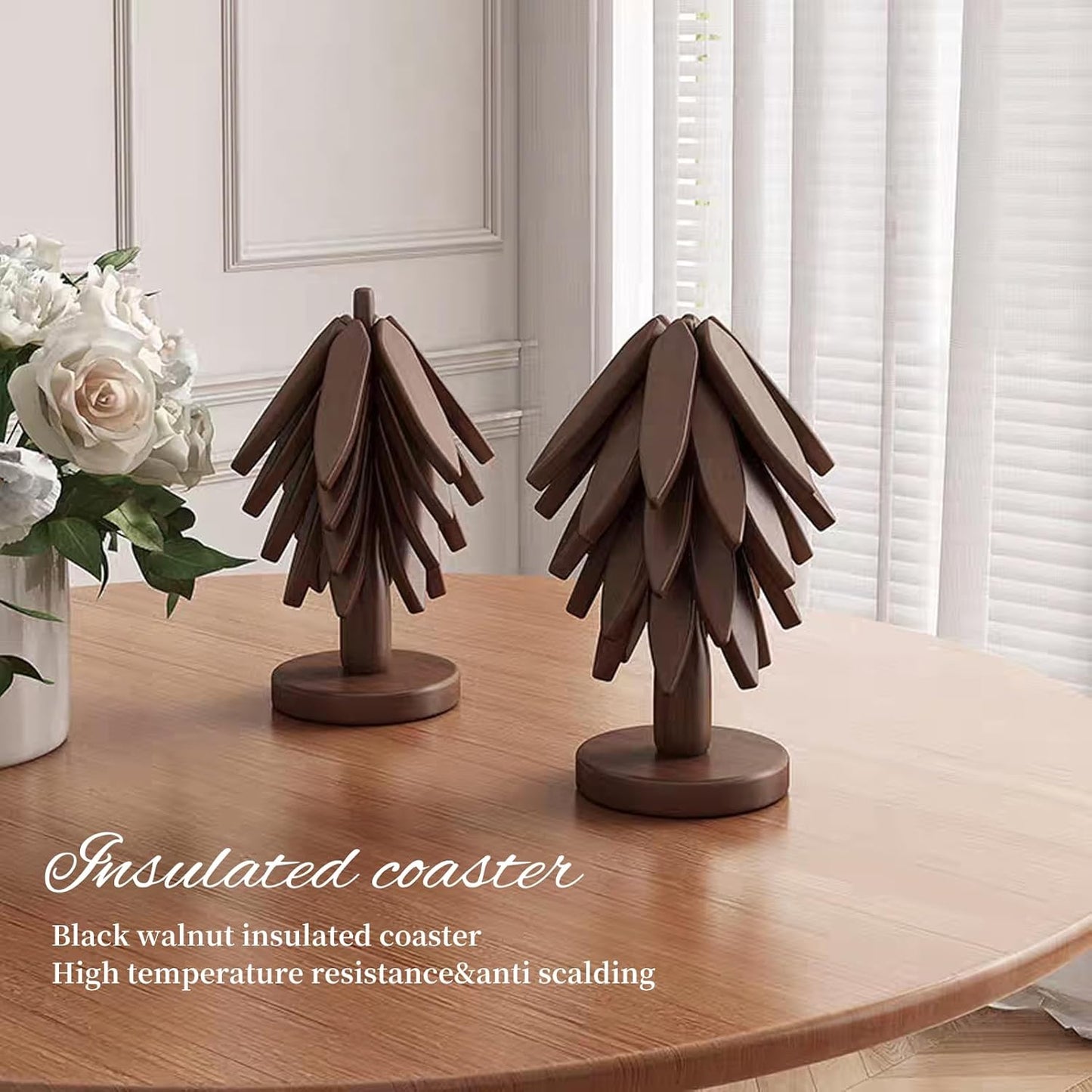 4Artful Foldable Wooden Hot Pads / B Walnut / Set of 4