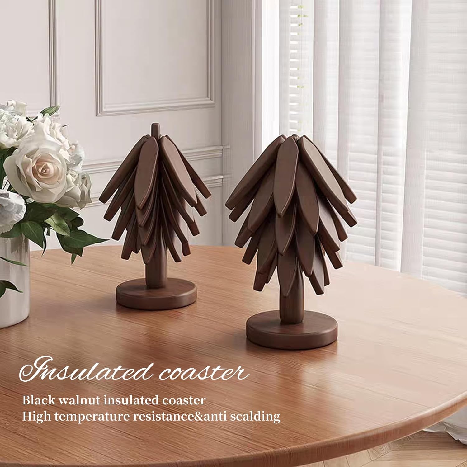 4Artful Foldable Wooden Hot Pads / B Walnut / Set of 4
