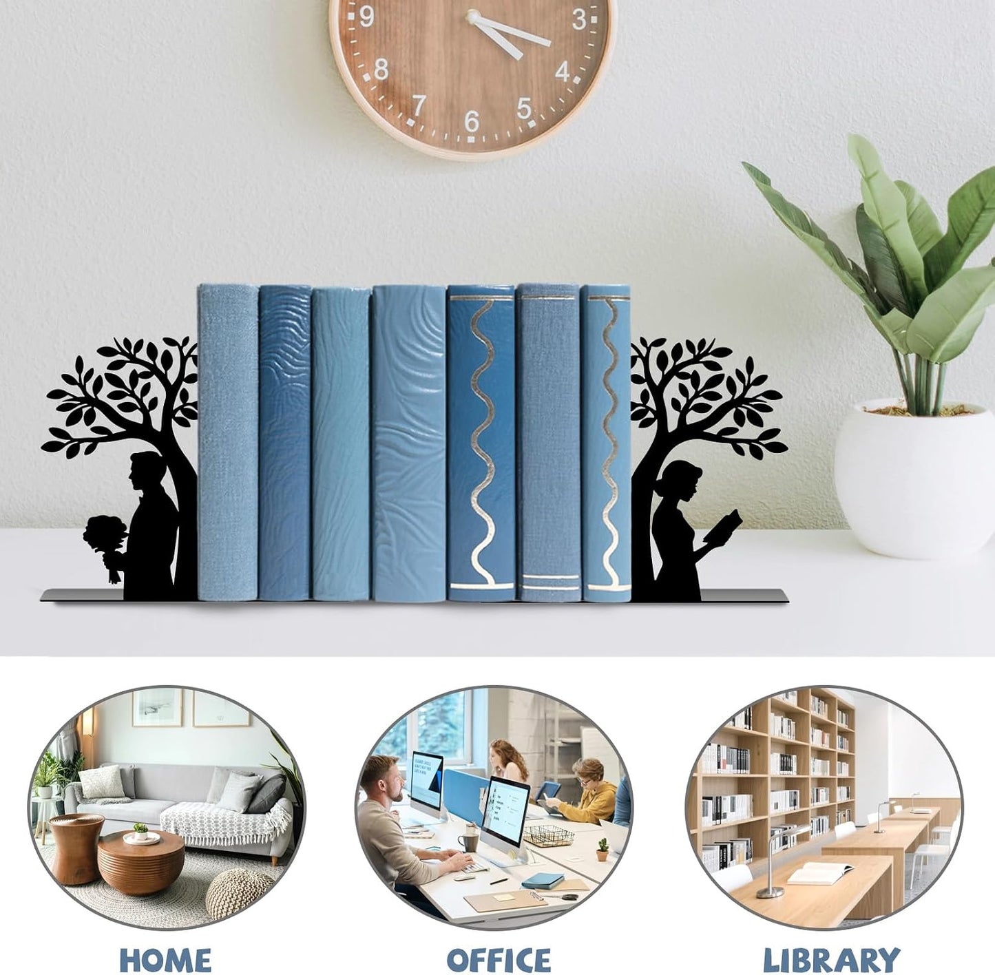 Metal Bookends Book Ends / Tree of Life / Black