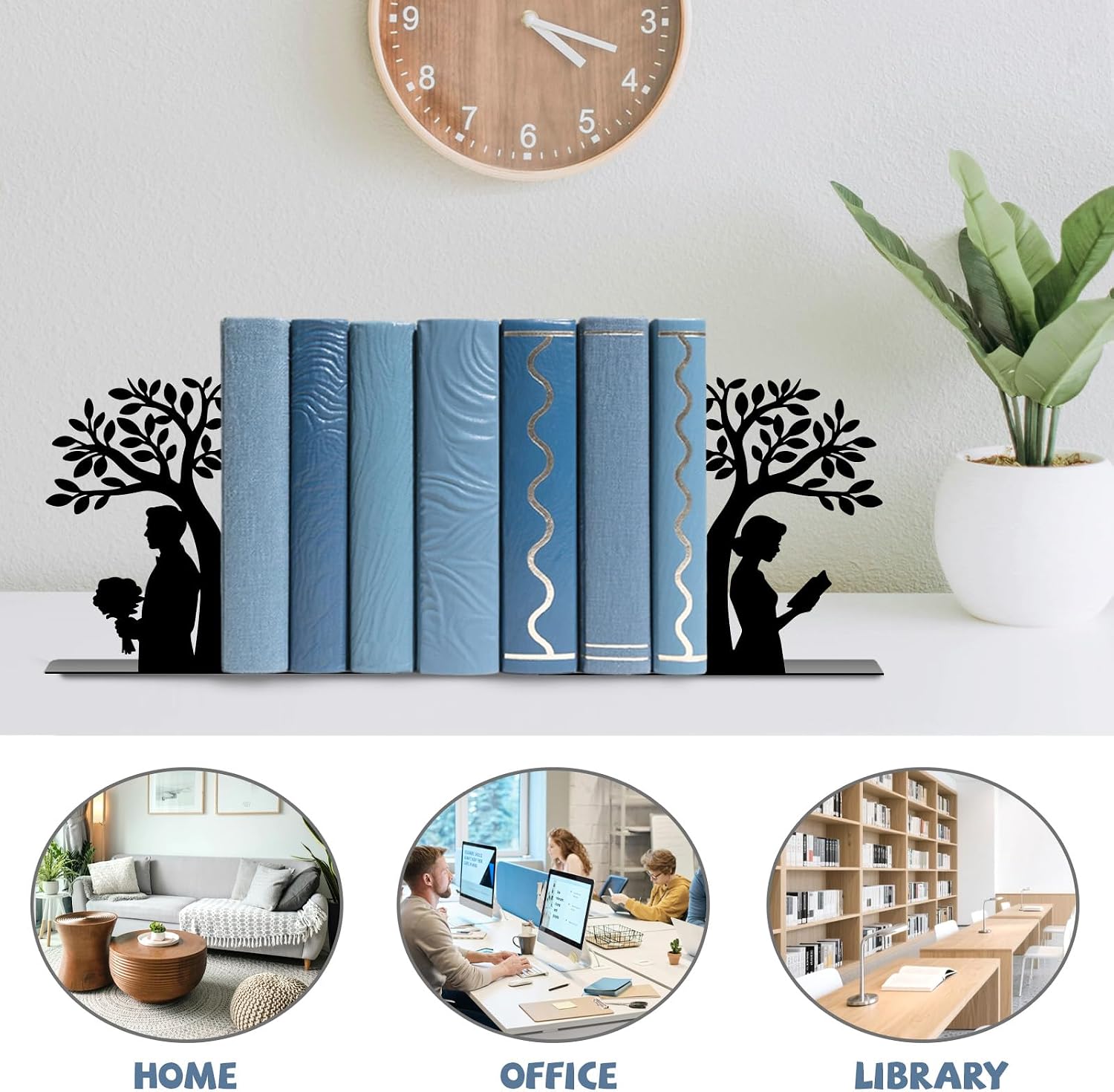 Metal Bookends Book Ends / Tree of Life / Black