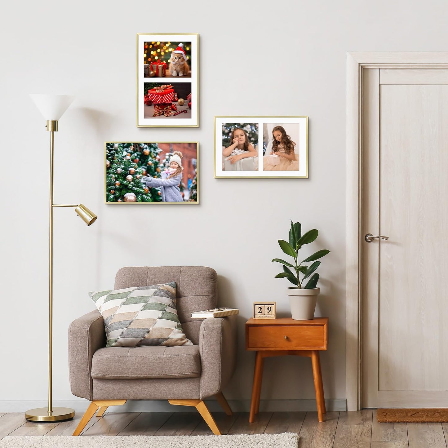 Golden State Art 12x19 Collage Frame w/Mat for 8x10 Photos Gold 2 Pack | Aluminum Picture Frame with Real Glass Front