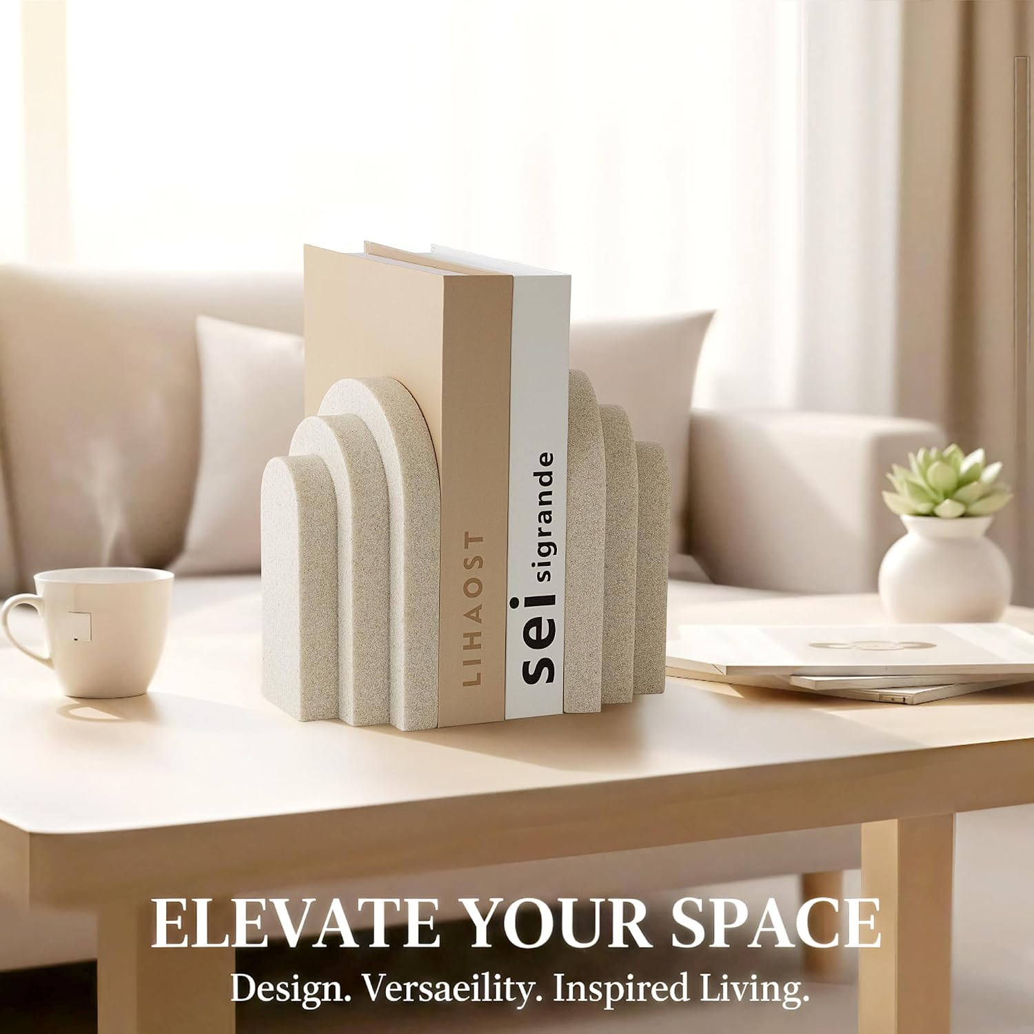 Decorative Modern Bookends / Beige
