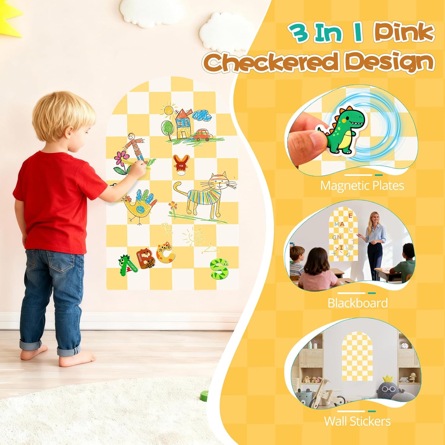 Magnetic Wall Decal Chalkboard / Yellow / 24 x 40