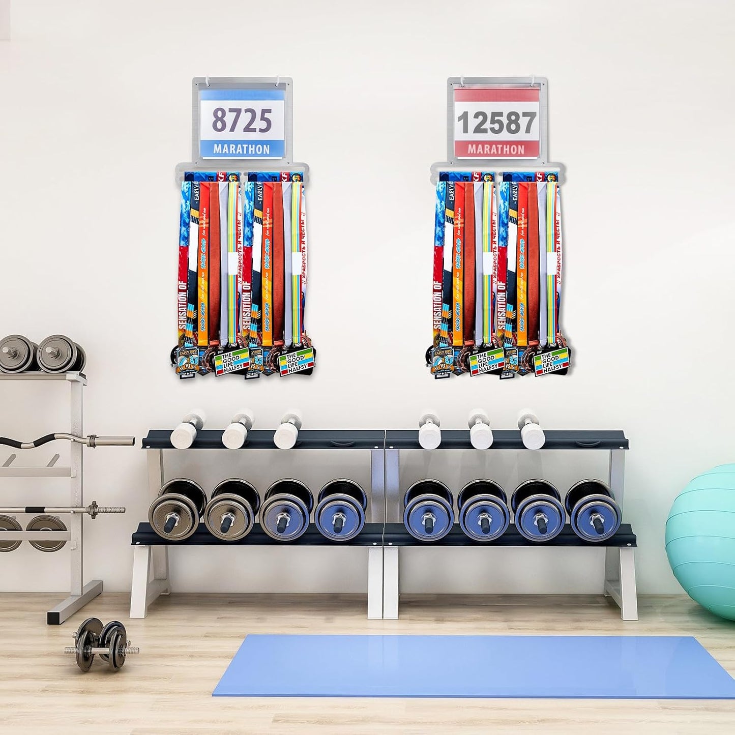 Race Medal and Bib Display Medal Hanger Running Bib Holder Wall Mounted Hanging Rack Stands Gifts for Runners