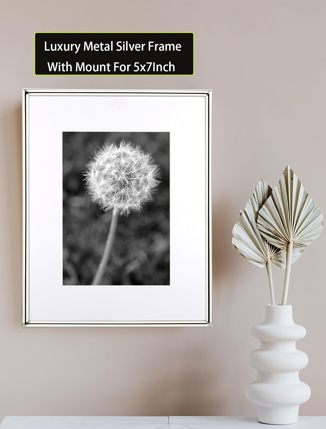 YiPinYin Silver 8x10'' Simply Metal Picture Frame With Acid Free Mat for 5x7'',Luxury Silver-Plated Metal Photo Frame