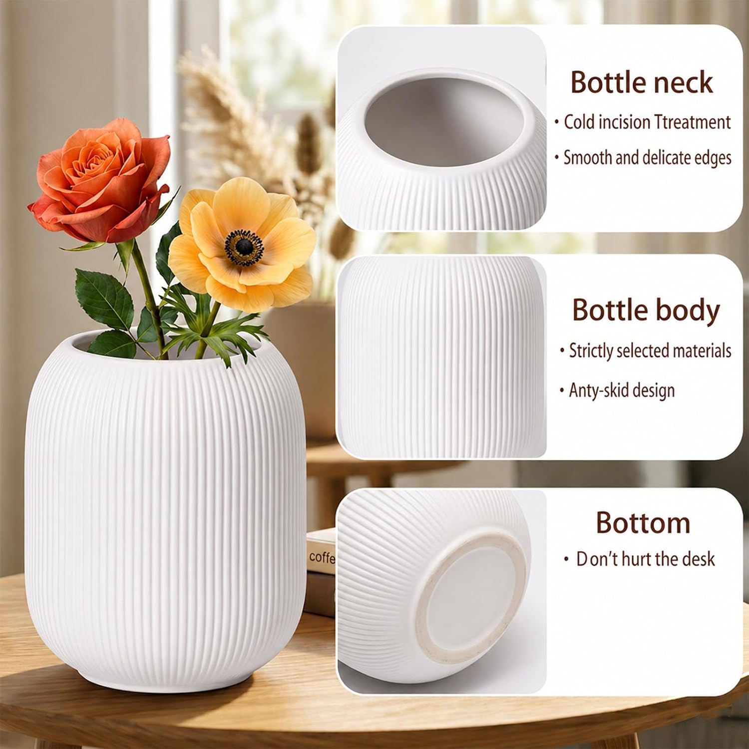 Ceramic Vase Set for Decor / White