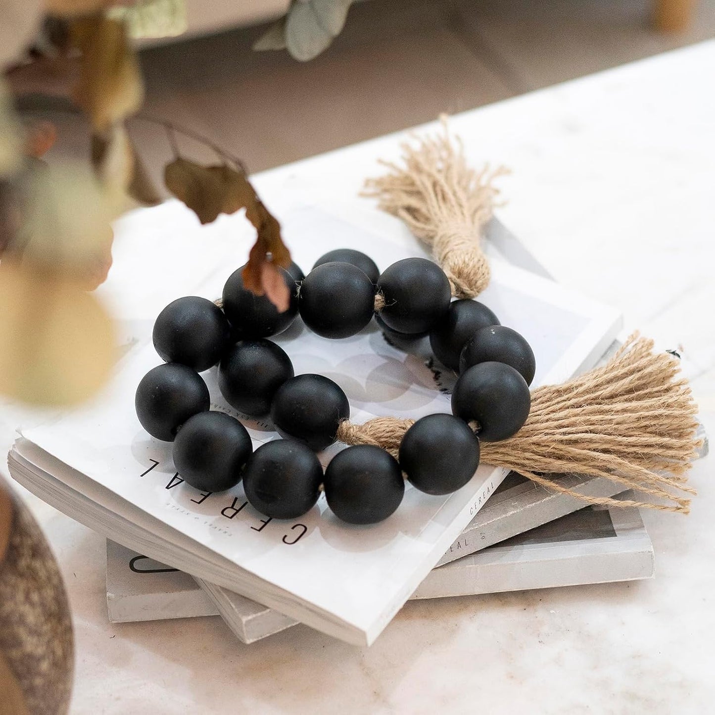 Wooden Beads Garland / 41 Inches / Black