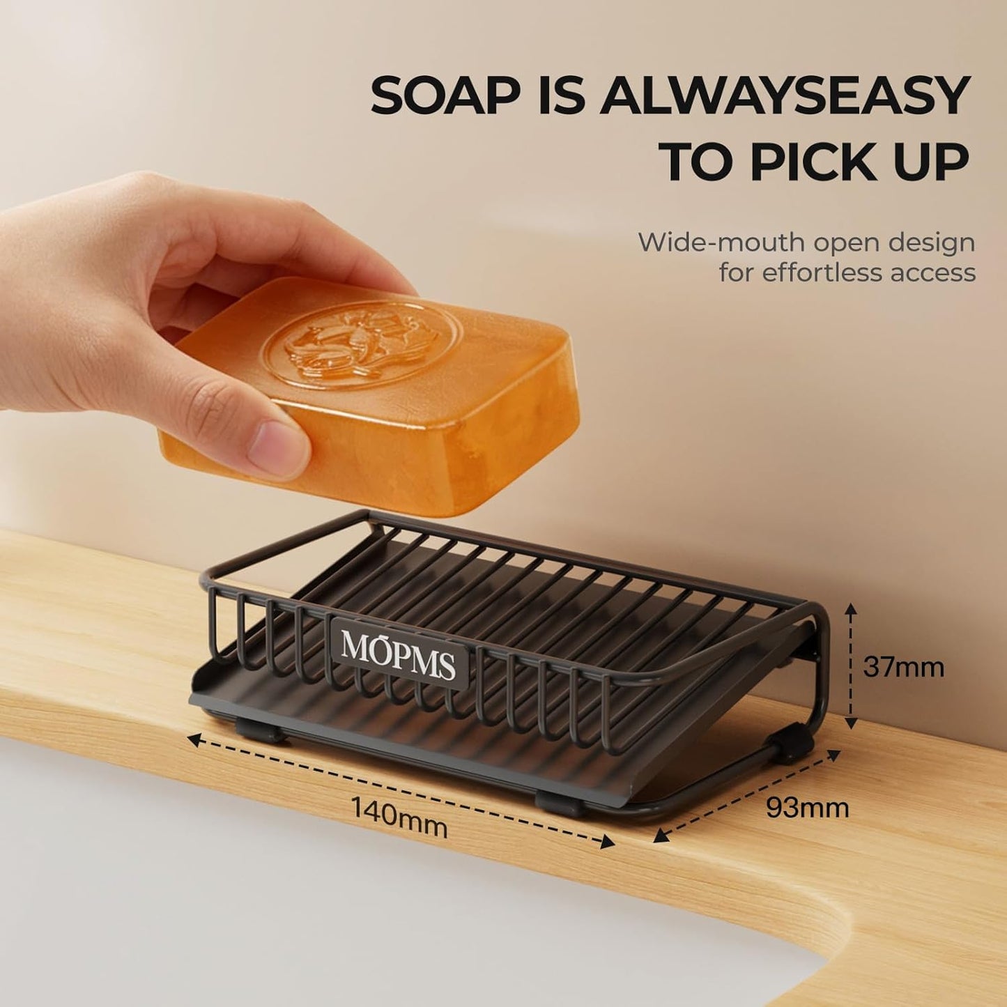 Carbon Steel Bar Soap Holder for Shower / Black