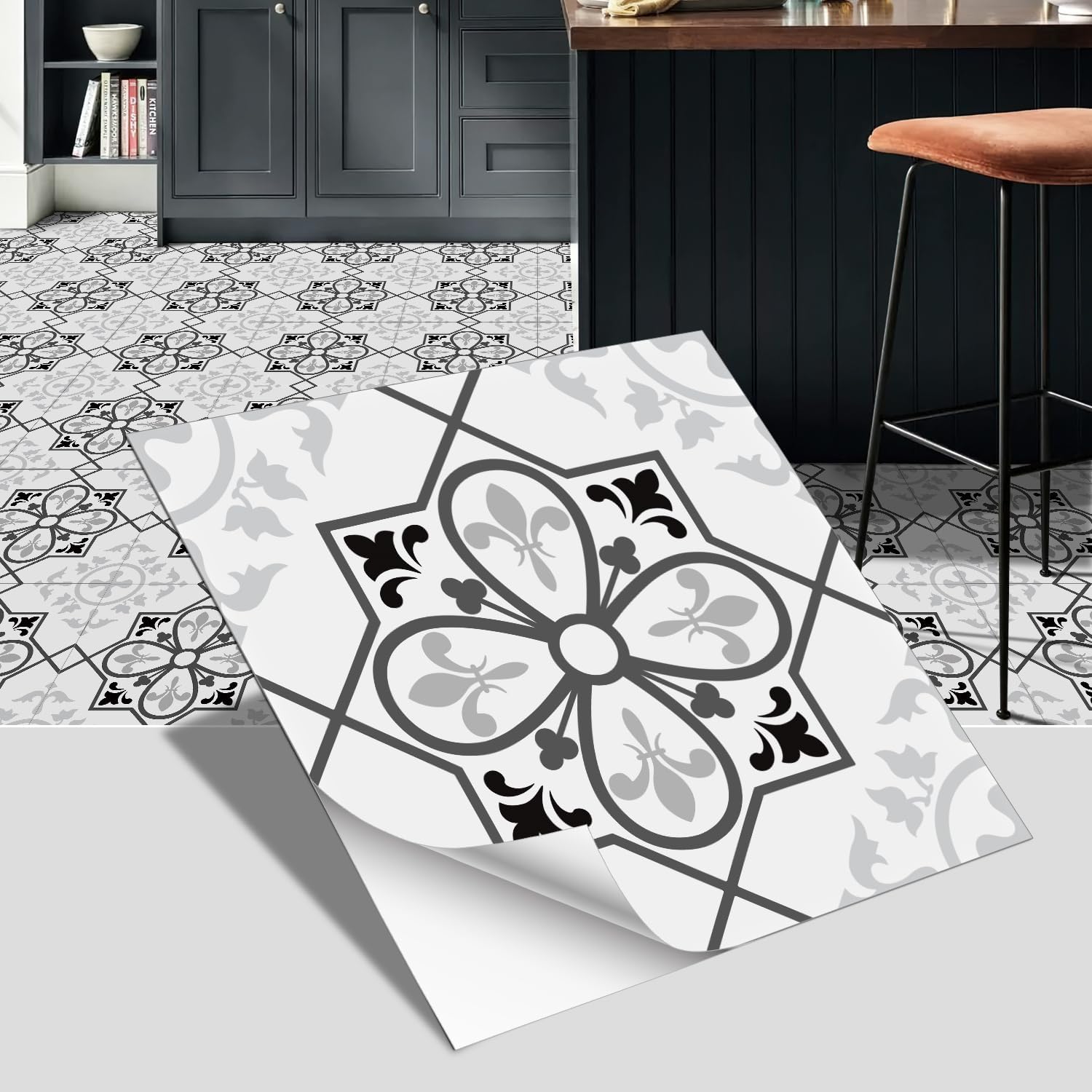 Floor Tile Decals Peel and Stick Wall Tiles Stickers 7.87"*7.87 / Ptf-62 / 7.87 x 7.87 / Set of 24