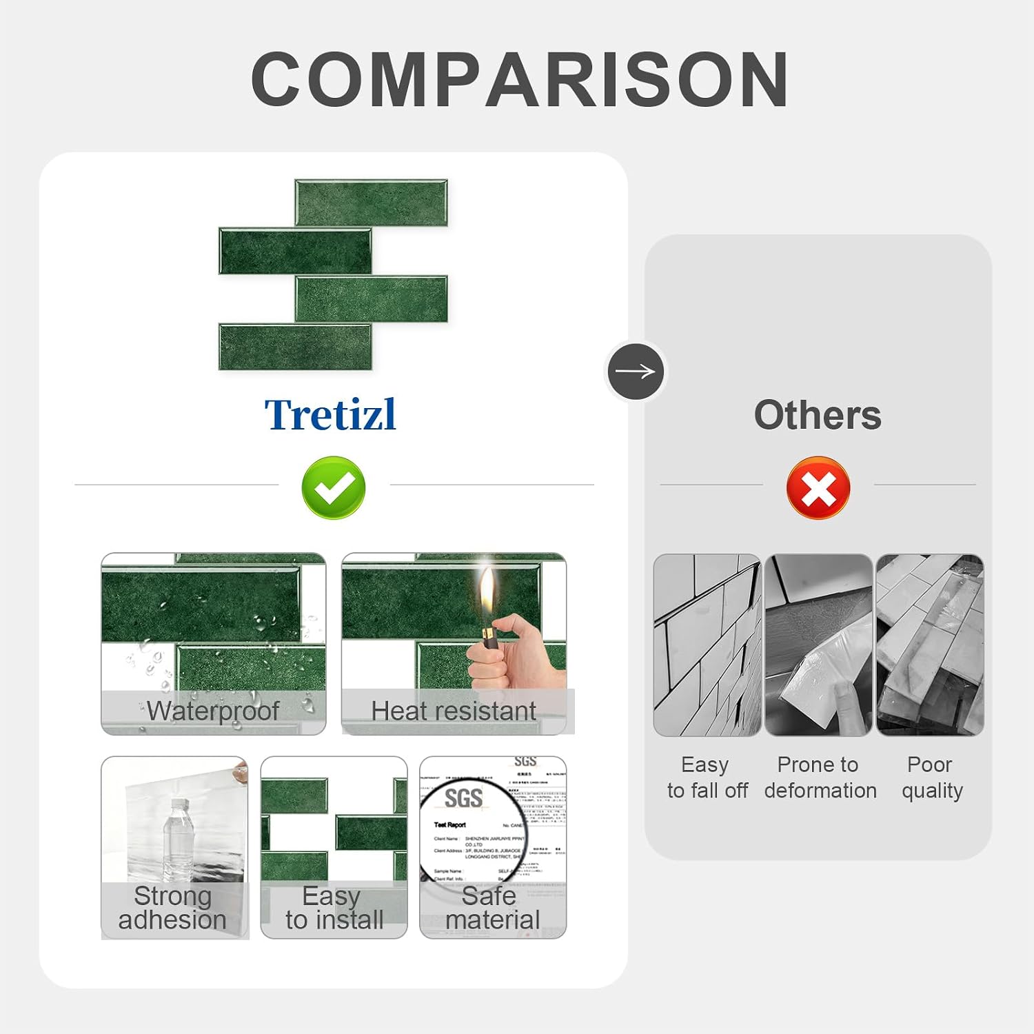 Self Adhesive Wall Tiles / 12*9.8 / Green