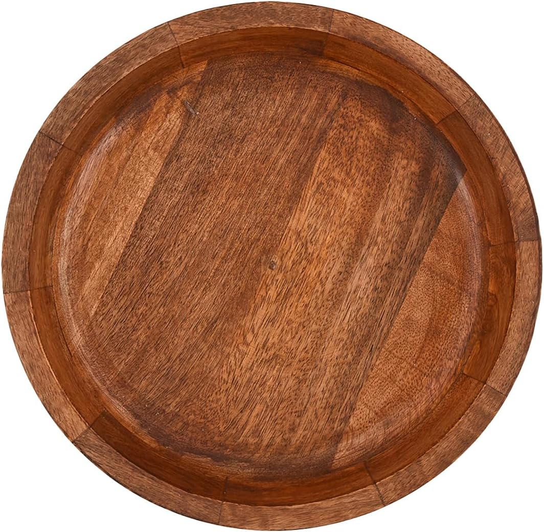 Mango Wood Round Decorative Bowls for Rustic Home Decor Table Centerpieces Home Party / White