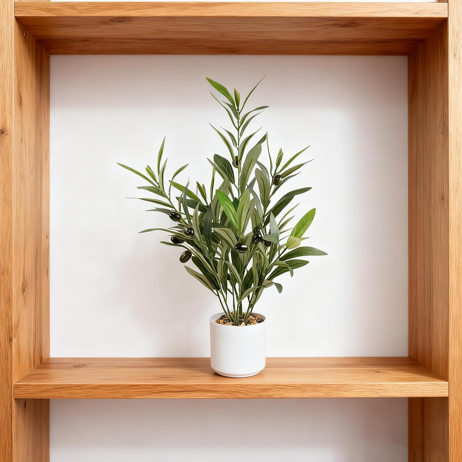 Artificial Olive Branches in Pot / Potted Olive / White