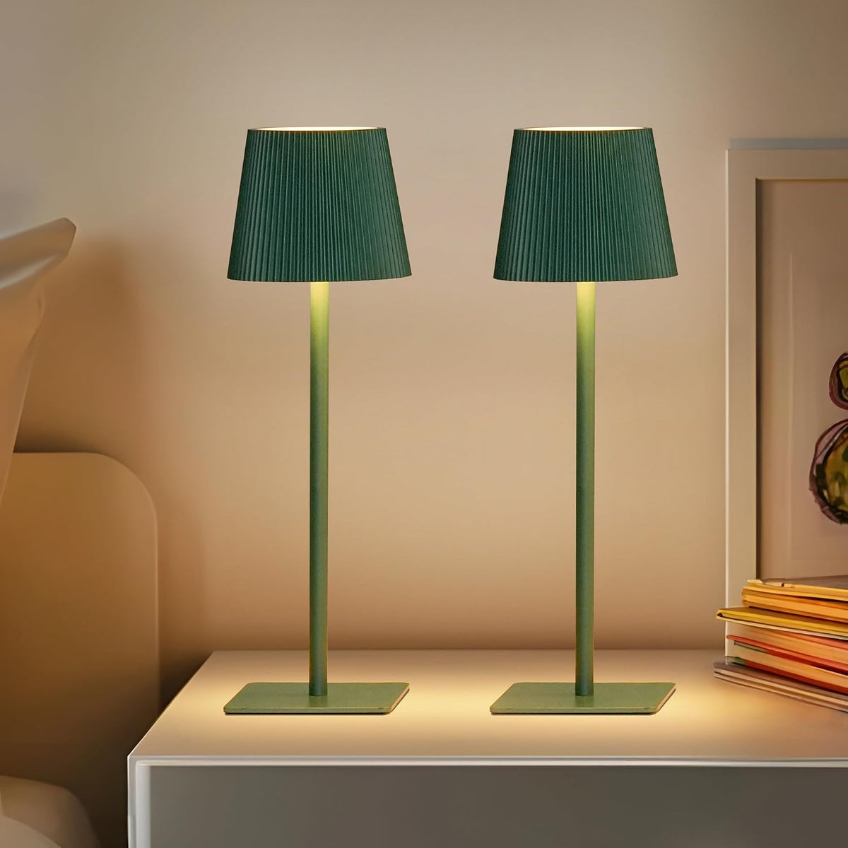 LUTEC 4 Pack Cordless Table Lamp,6000mAh Rechargeable Battery Operated Desk Lamp,Two Adjustable Heights,Waterproof