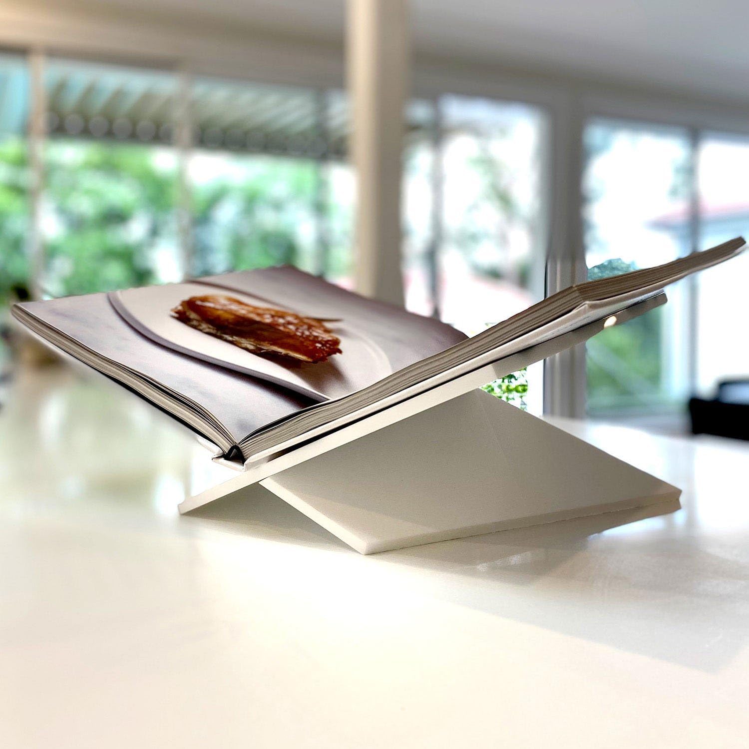 Large White Acrylic Book Stand, 12.5" x 9.5" x 5.5”, Acrylic Book Holder, Open Bookstand for Display and Reading
