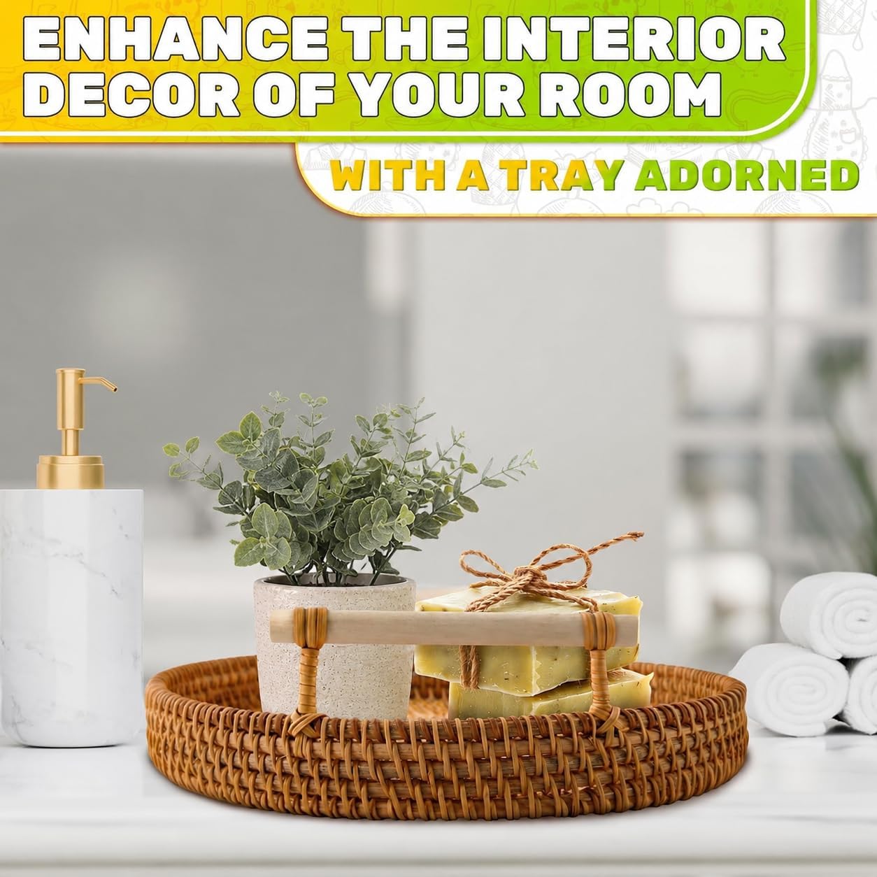 Round Rattan Tray / 8.7 Inch