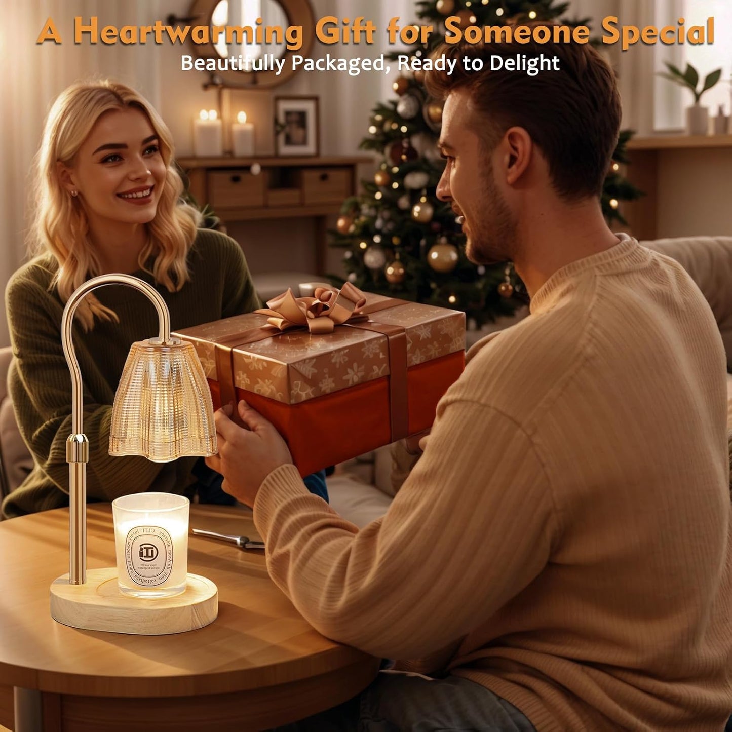 Candle Warmer Lamp with Timer & Dimmer, Candle Warmer Height Adjustable, Fits All Jar Scented Candles, Candle Lamp with
