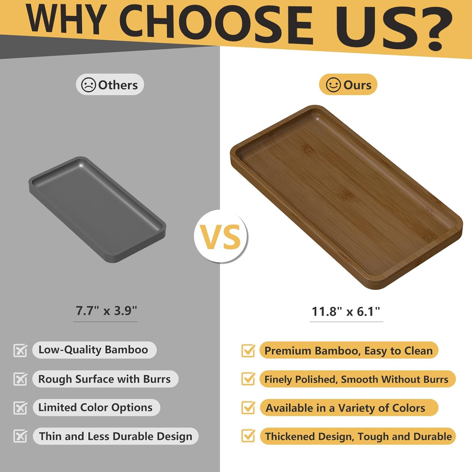 Candle / Bamboo Kitchen Tray / Brown / 11.8 x 6.1 x 0.8