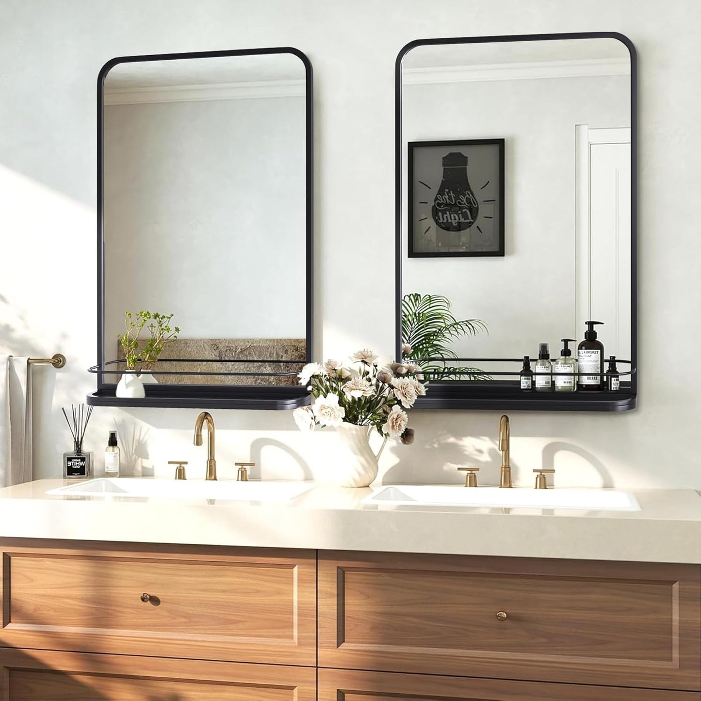 Wall-Mounted Rectangle Metal Mirror / Black / 15.7"L x 23.6"W / 15.7 x 23.6