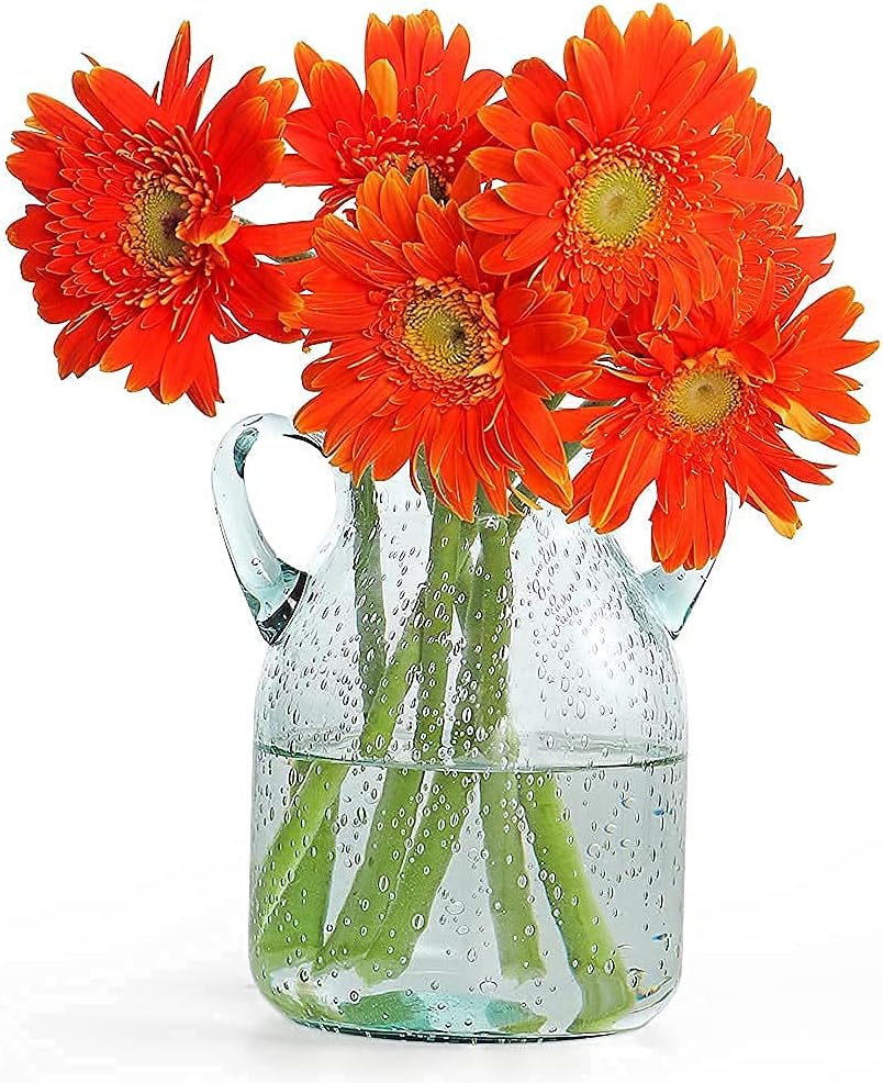 Seeded Glass Vase / 7" Tall / Clear