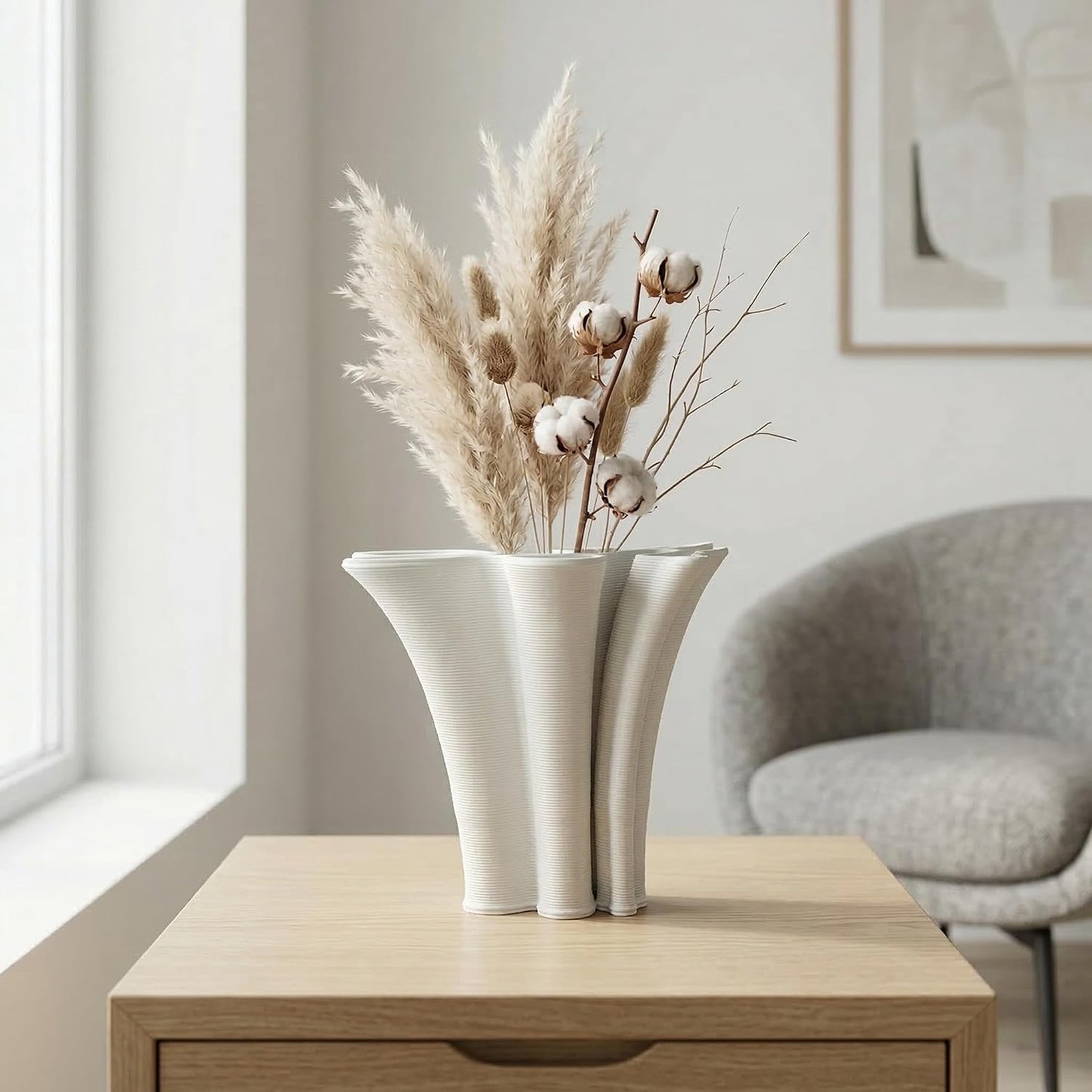 White Ceramic Vase / White-b, 5.9 Inch