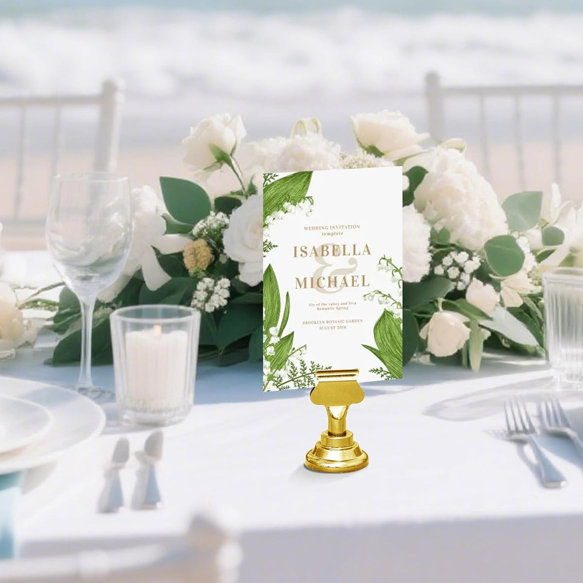 ERYTLLY 24 PK Place Card Holders 1.7 inches Table Card Holder Steel Card Holders for Weddings,Birthdays,Photos, Memo