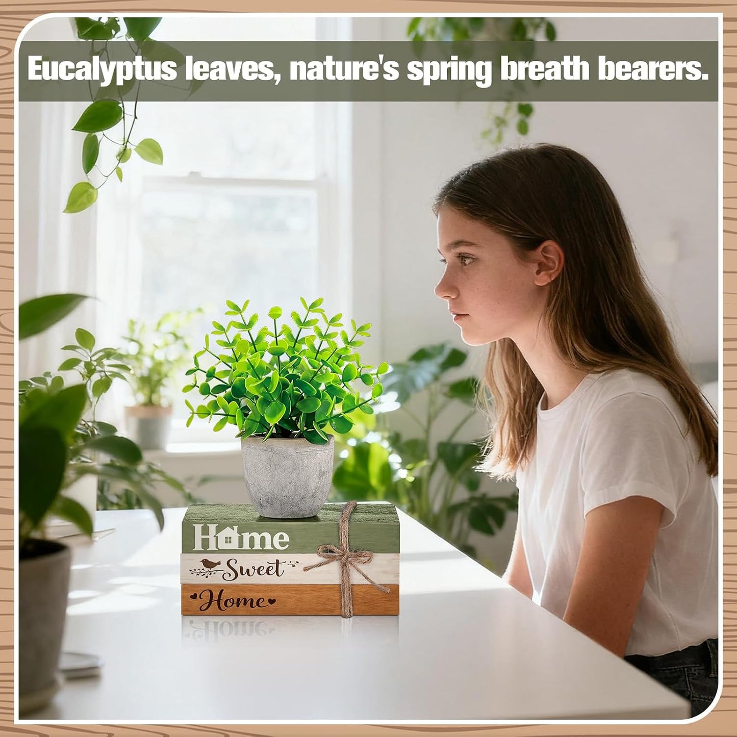 Fake Eucalyptus Pot Plant Home Sweet Home Decoration Farmhouse Tiered Tray / Classic / Set of 4
