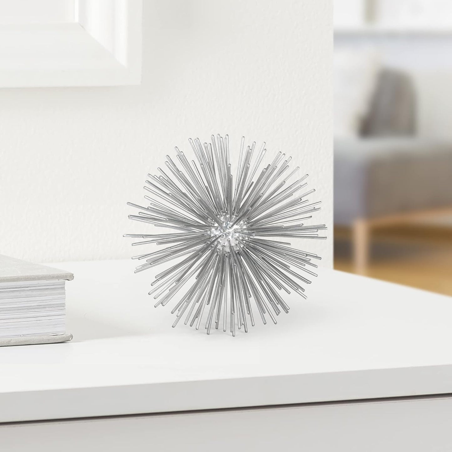 Mid Century Modern Metal Starburst / Silver / Small
