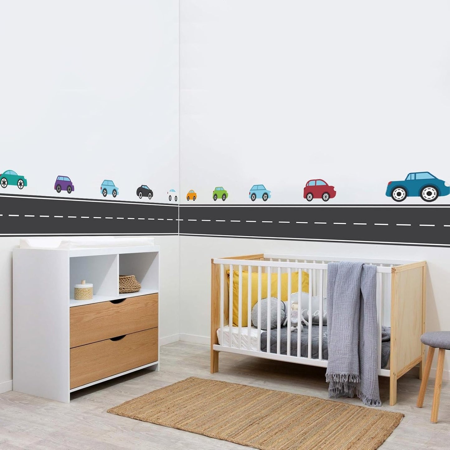 2 Sheets Border Road Wall Sticker / Black Border Road