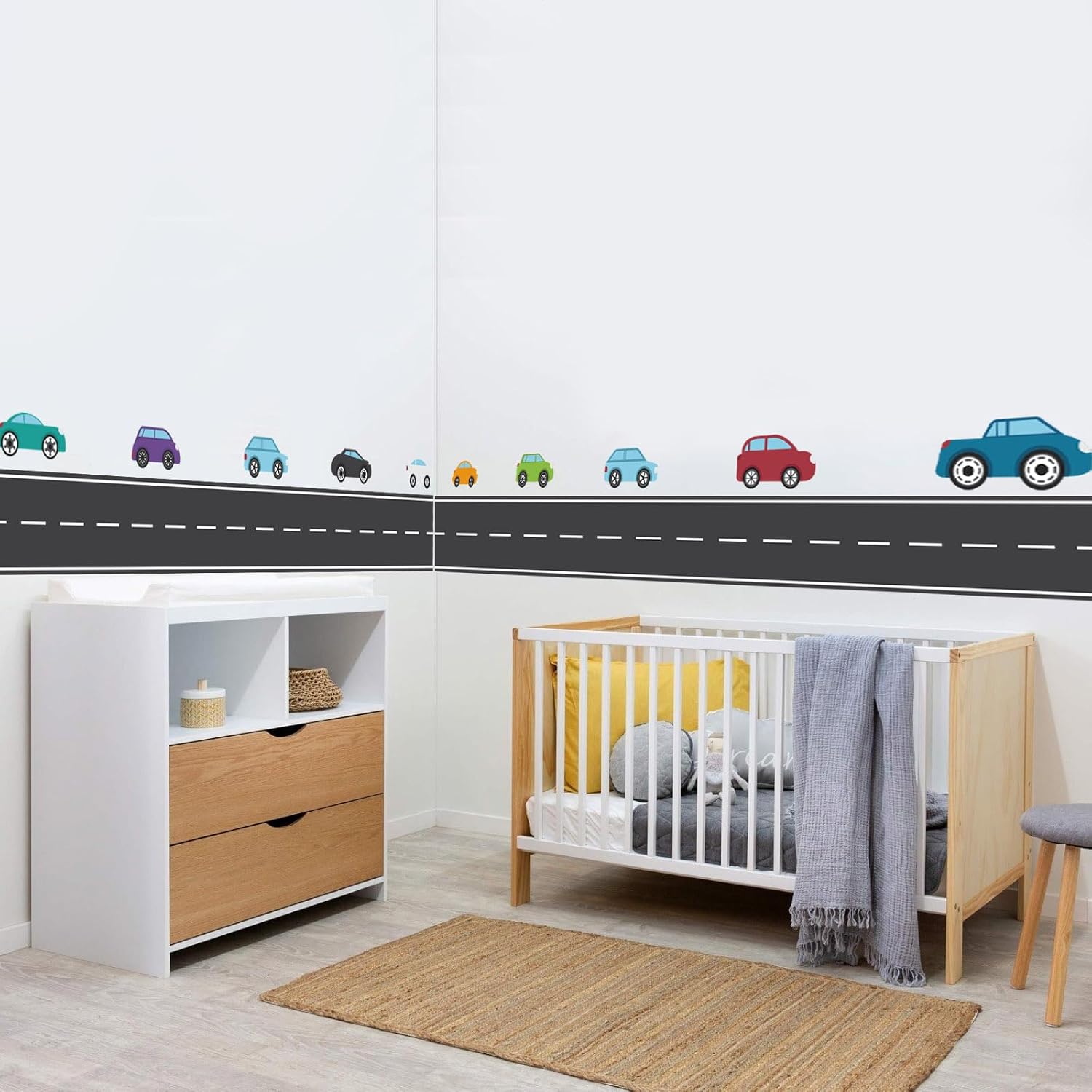 2 Sheets Border Road Wall Sticker / Black Border Road
