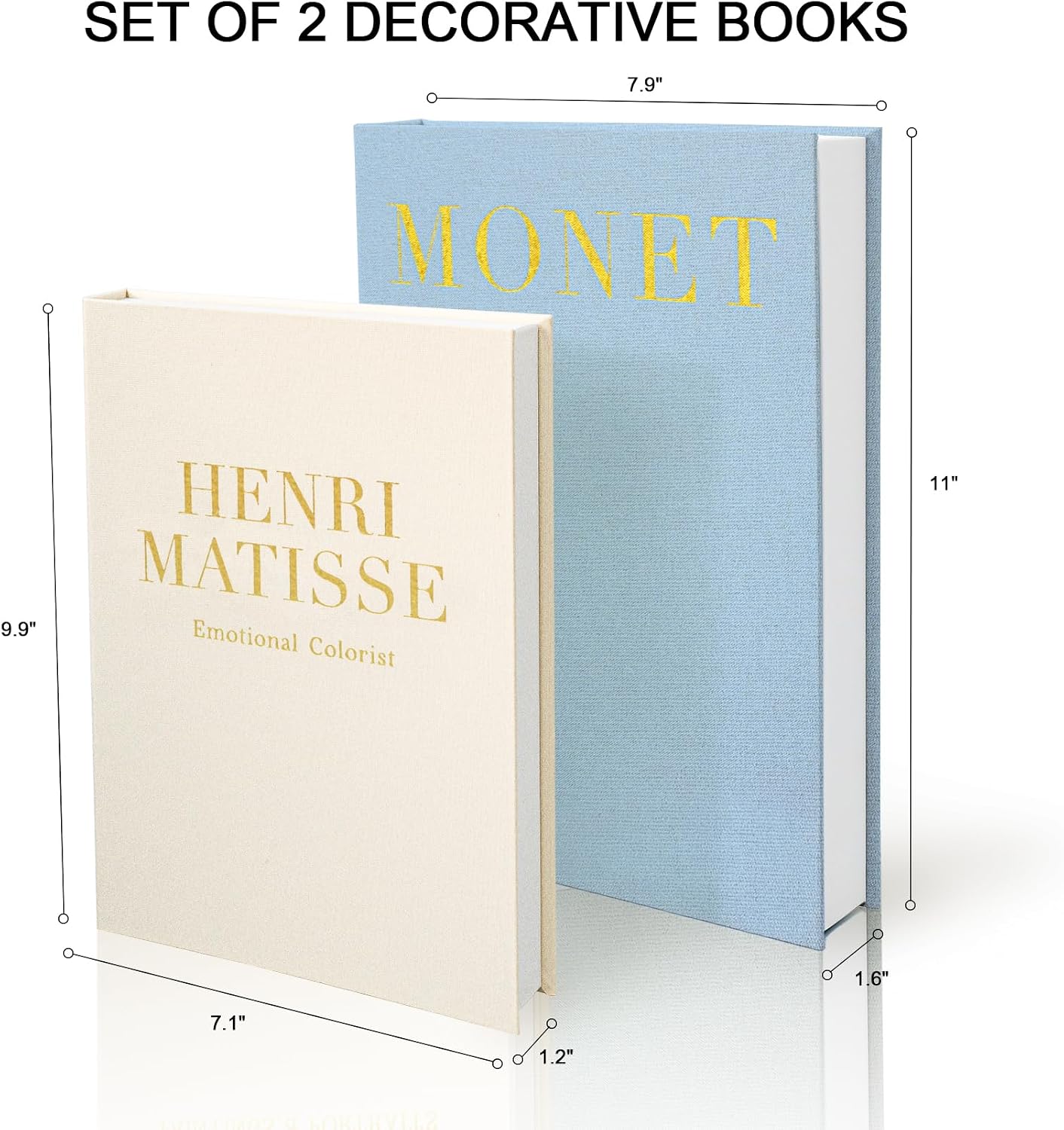 Linen Faux Books Double / Matisse Blue / Set of 2