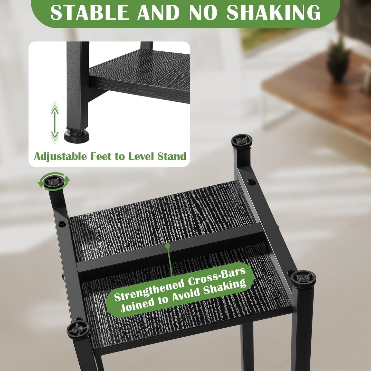 Dipion 31 Inch Tall Plant Stand Indoor,2 Tier Pedestal Stand Table,Black | Rock-Solid Stability,Adjustable