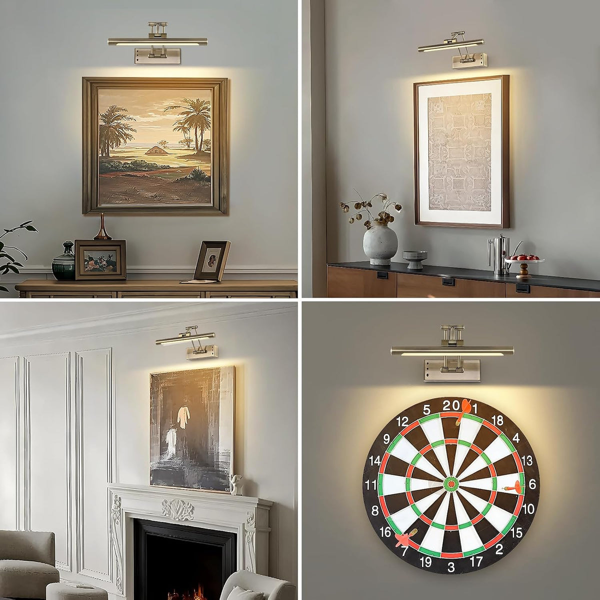 Battery Operated Picture Light for Wall, Wireless Art Lights Antique Bronze | Rechargeable Gallery Lights with Remote