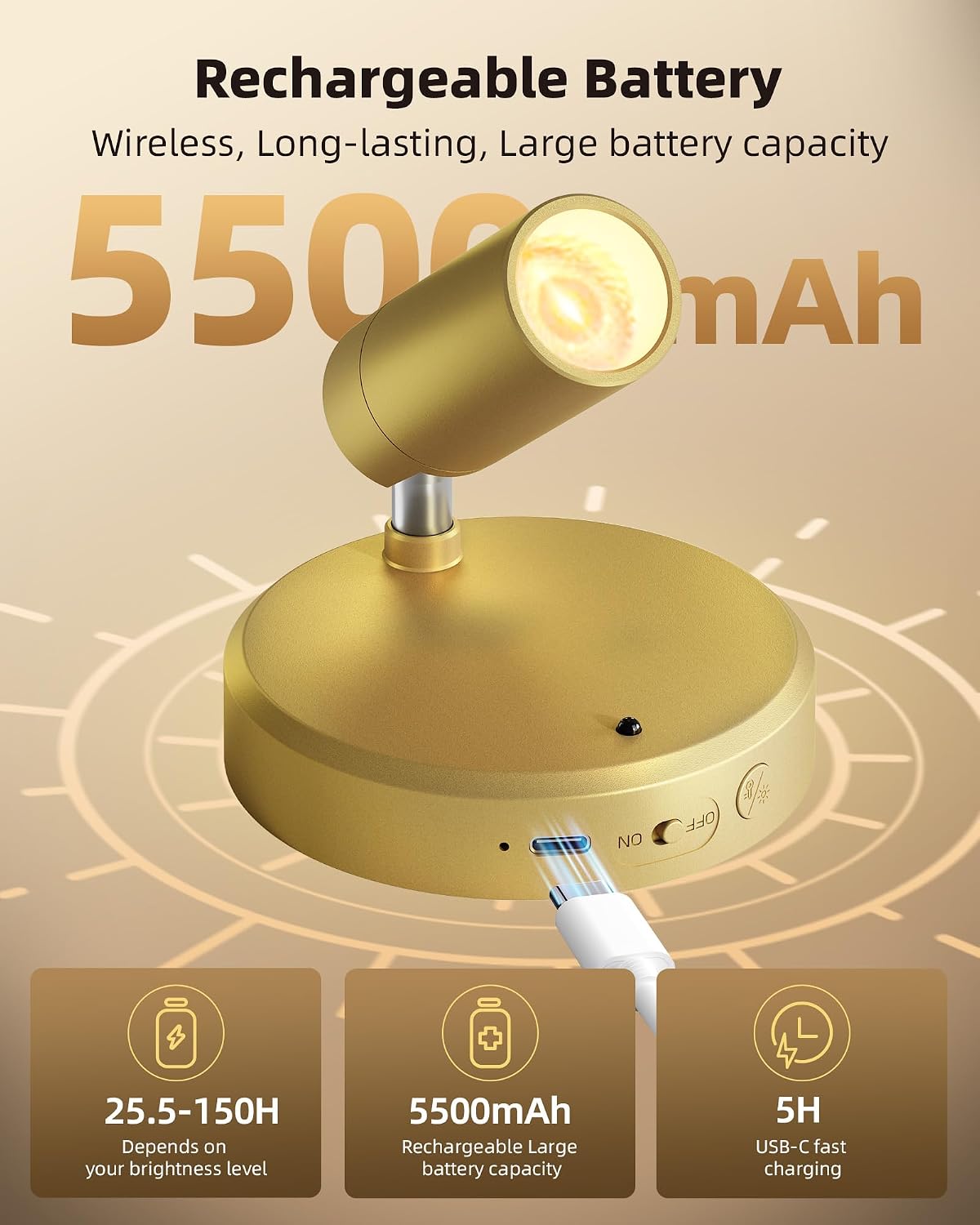 EZVALO LED Spotlight Indoor, 5500mAh Rechargeable Battery-Powered Picture Lights, Wireless Mini Art Accent Spot Lights